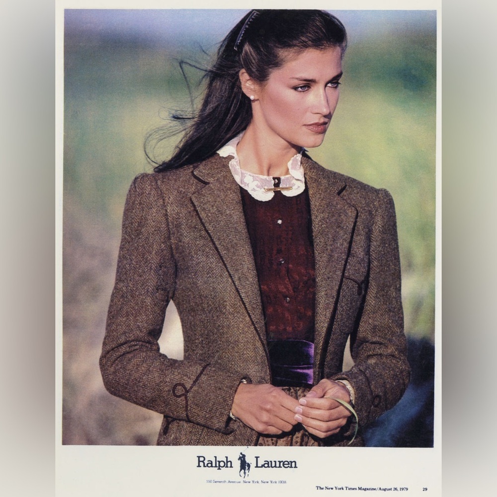 Vintage 70s 80s Ralph Lauren Wool Herringbone Blazer Equestrian Jacket Runway Ad - Picture 2 of 16